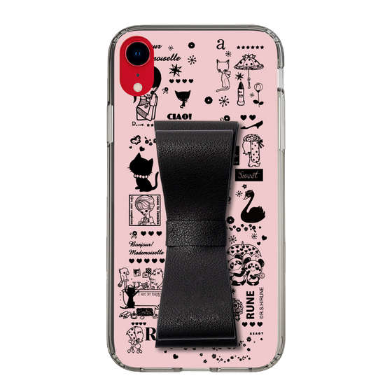 Slim Protection Case - STAND & RING RIBBON Black［ Rune Naito - RUNE Girl Retro & Modern - Pink ］