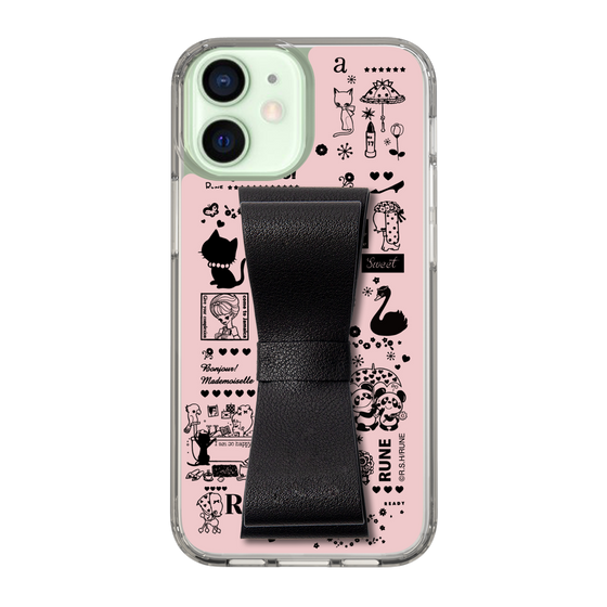 Slim Protection Case - STAND & RING RIBBON Black［ Rune Naito - RUNE Girl Retro & Modern - Pink ］