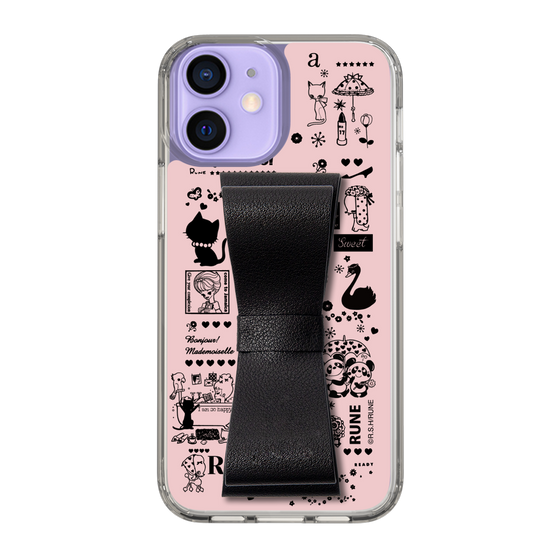 Slim Protection Case - STAND & RING RIBBON Black［ Rune Naito - RUNE Girl Retro & Modern - Pink ］