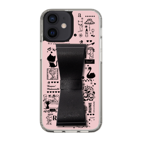 Slim Protection Case - STAND & RING RIBBON Black［ Rune Naito - RUNE Girl Retro & Modern - Pink ］