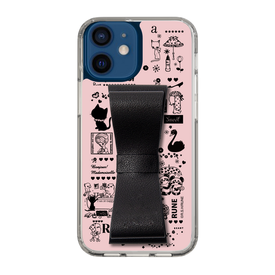 Slim Protection Case - STAND & RING RIBBON Black［ Rune Naito - RUNE Girl Retro & Modern - Pink ］