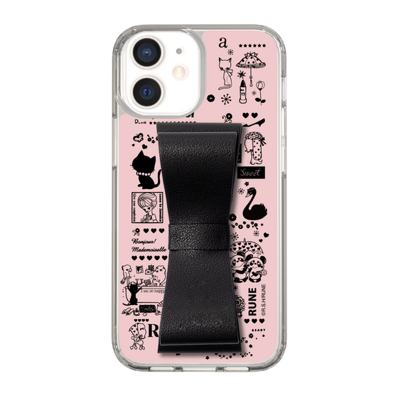 Slim Protection Case - STAND & RING RIBBON Black［ Rune Naito - RUNE Girl Retro & Modern - Pink ］