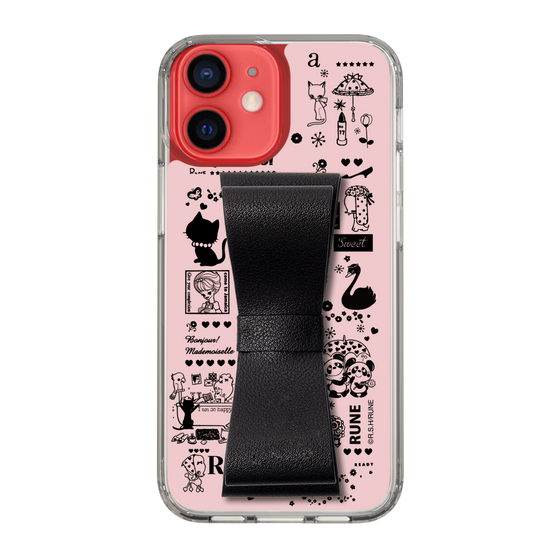 Slim Protection Case - STAND & RING RIBBON Black［ Rune Naito - RUNE Girl Retro & Modern - Pink ］