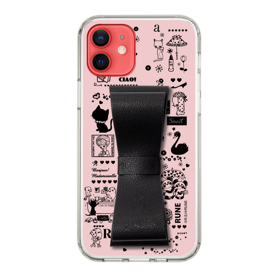 Slim Protection Case - STAND & RING RIBBON Black［ Rune Naito - RUNE Girl Retro & Modern - Pink ］