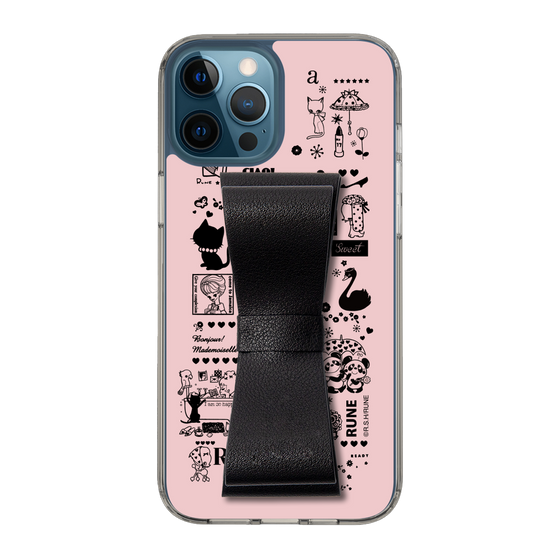 Slim Protection Case - STAND & RING RIBBON Black［ Rune Naito - RUNE Girl Retro & Modern - Pink ］