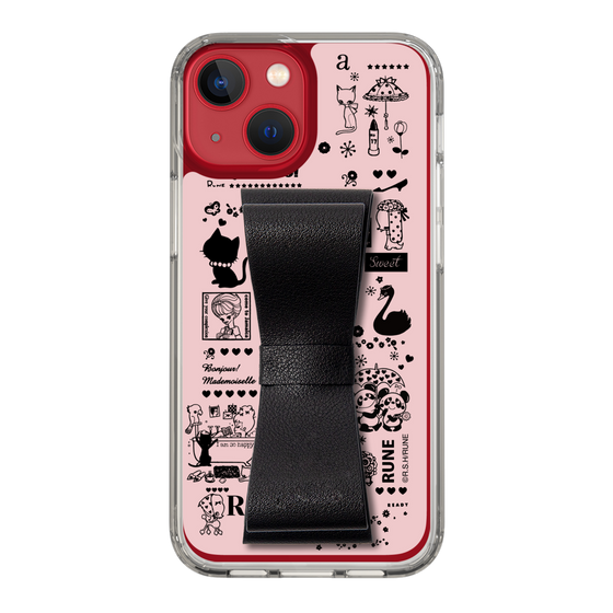 Slim Protection Case - STAND & RING RIBBON Black［ Rune Naito - RUNE Girl Retro & Modern - Pink ］