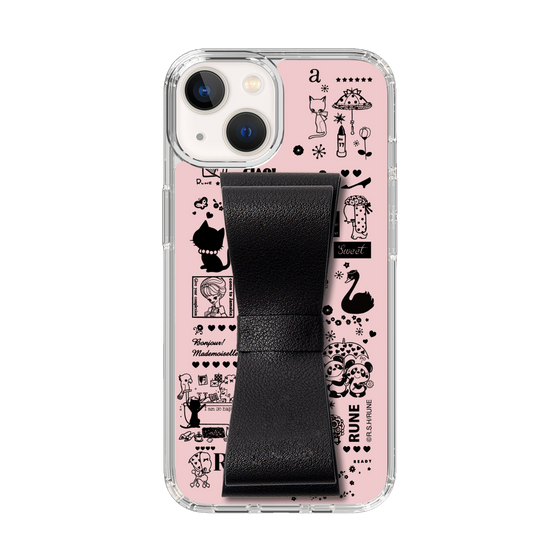 Slim Protection Case - STAND & RING RIBBON Black［ Rune Naito - RUNE Girl Retro & Modern - Pink ］