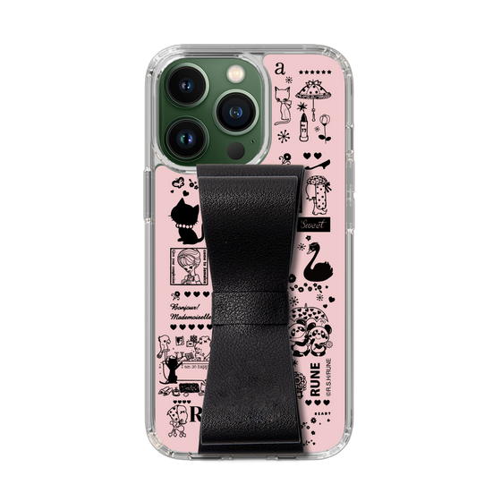 Slim Protection Case - STAND & RING RIBBON Black［ Rune Naito - RUNE Girl Retro & Modern - Pink ］