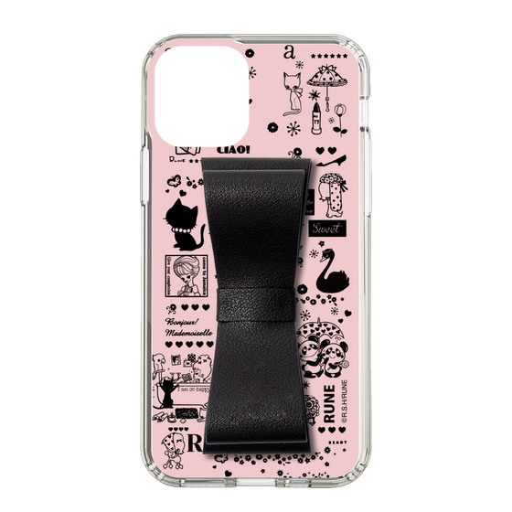 Slim Protection Case - STAND & RING RIBBON Black［ Rune Naito - RUNE Girl Retro & Modern - Pink ］