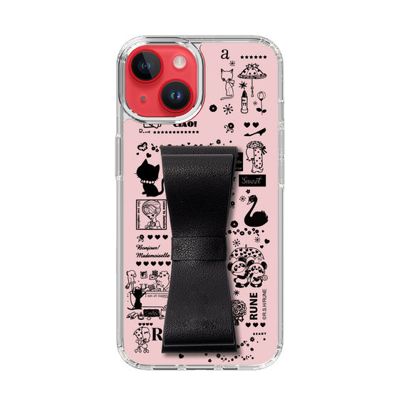 Slim Protection Case - STAND & RING RIBBON Black［ Rune Naito - RUNE Girl Retro & Modern - Pink ］