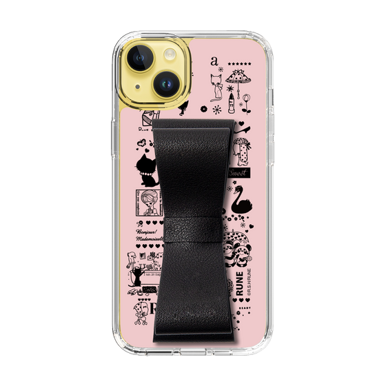 Slim Protection Case - STAND & RING RIBBON Black［ Rune Naito - RUNE Girl Retro & Modern - Pink ］
