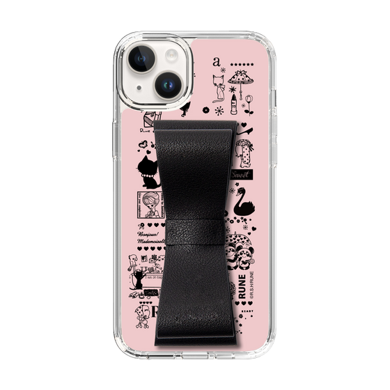 Slim Protection Case - STAND & RING RIBBON Black［ Rune Naito - RUNE Girl Retro & Modern - Pink ］