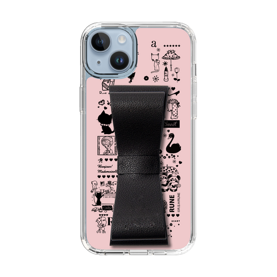 Slim Protection Case - STAND & RING RIBBON Black［ Rune Naito - RUNE Girl Retro & Modern - Pink ］