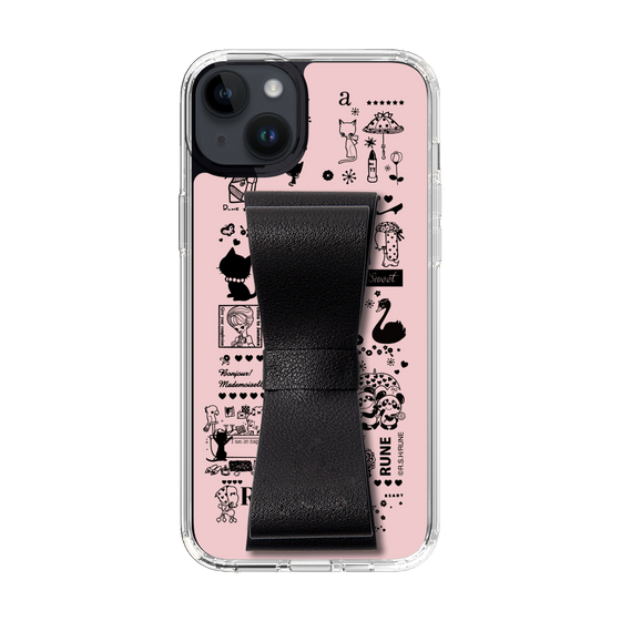 Slim Protection Case - STAND & RING RIBBON Black［ Rune Naito - RUNE Girl Retro & Modern - Pink ］