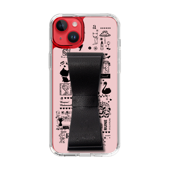 Slim Protection Case - STAND & RING RIBBON Black［ Rune Naito - RUNE Girl Retro & Modern - Pink ］