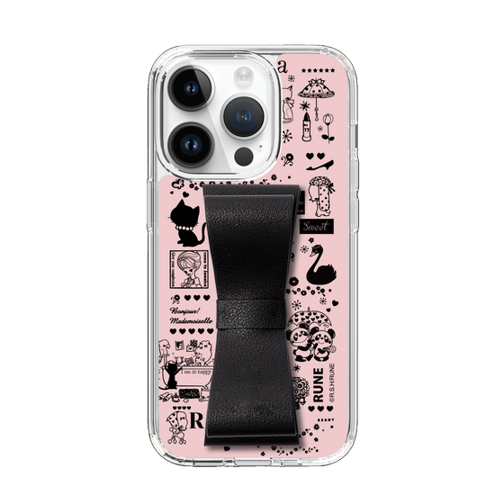 Slim Protection Case - STAND & RING RIBBON Black［ Rune Naito - RUNE Girl Retro & Modern - Pink ］