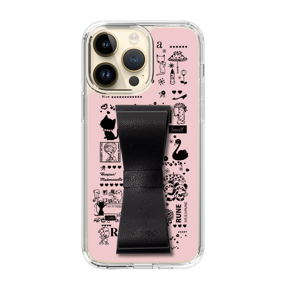 Slim Protection Case - STAND & RING RIBBON Black［ Rune Naito - RUNE Girl Retro & Modern - Pink ］