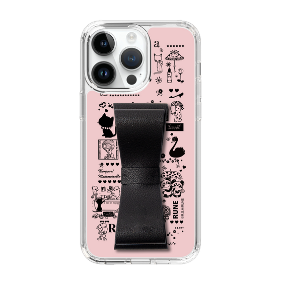 Slim Protection Case - STAND & RING RIBBON Black［ Rune Naito - RUNE Girl Retro & Modern - Pink ］