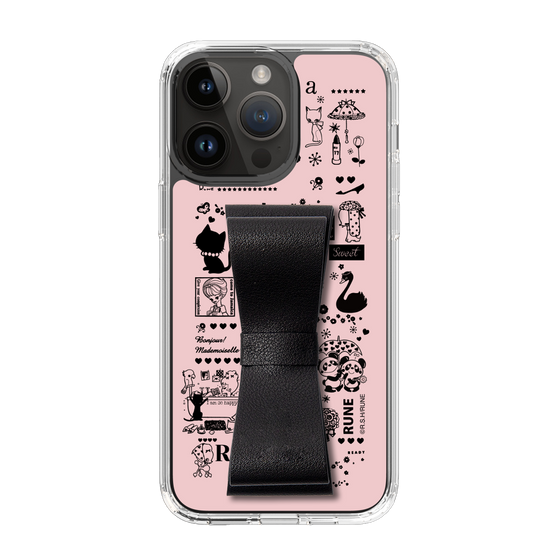 Slim Protection Case - STAND & RING RIBBON Black［ Rune Naito - RUNE Girl Retro & Modern - Pink ］