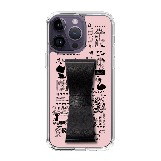 Slim Protection Case - STAND & RING RIBBON Black［ Rune Naito - RUNE Girl Retro & Modern - Pink ］