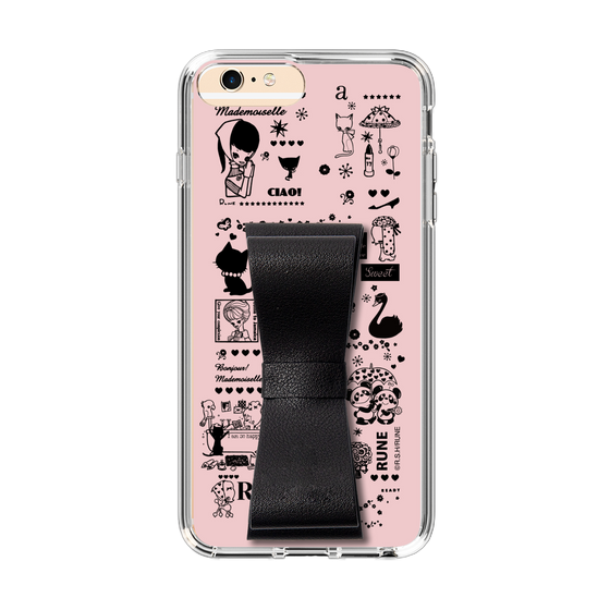 Slim Protection Case - STAND & RING RIBBON Black［ Rune Naito - RUNE Girl Retro & Modern - Pink ］