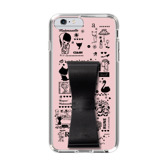 Slim Protection Case - STAND & RING RIBBON Black［ Rune Naito - RUNE Girl Retro & Modern - Pink ］