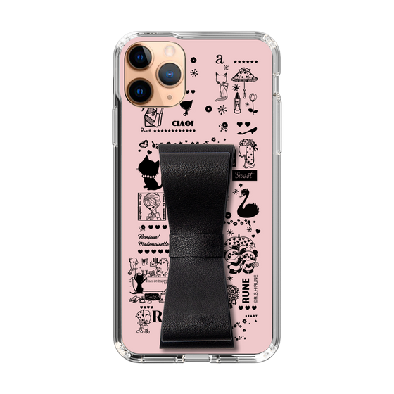 Slim Protection Case - STAND & RING RIBBON Black［ Rune Naito - RUNE Girl Retro & Modern - Pink ］
