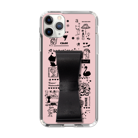 Slim Protection Case - STAND & RING RIBBON Black［ Rune Naito - RUNE Girl Retro & Modern - Pink ］