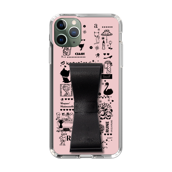 Slim Protection Case - STAND & RING RIBBON Black［ Rune Naito - RUNE Girl Retro & Modern - Pink ］