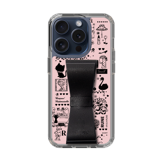 Slim Protection Case - STAND & RING RIBBON Black［ Rune Naito - RUNE Girl Retro & Modern - Pink ］