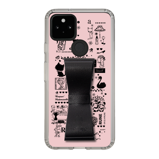 Slim Protection Case - STAND & RING RIBBON Black［ Rune Naito - RUNE Girl Retro & Modern - Pink ］