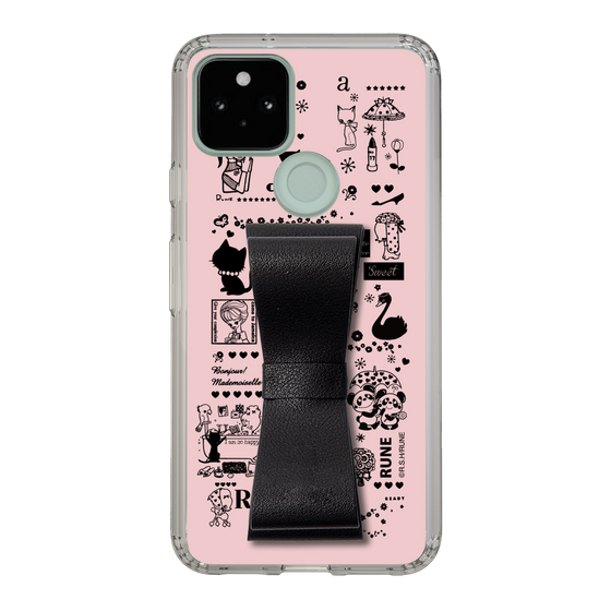 Slim Protection Case - STAND & RING RIBBON Black［ Rune Naito - RUNE Girl Retro & Modern - Pink ］