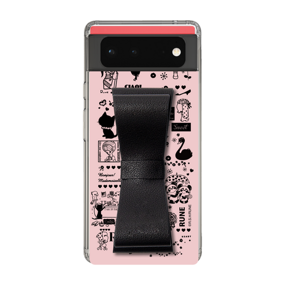 Slim Protection Case - STAND & RING RIBBON Black［ Rune Naito - RUNE Girl Retro & Modern - Pink ］