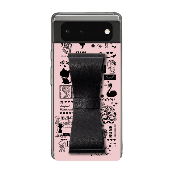Slim Protection Case - STAND & RING RIBBON Black［ Rune Naito - RUNE Girl Retro & Modern - Pink ］