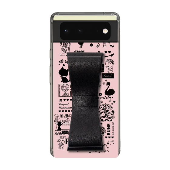 Slim Protection Case - STAND & RING RIBBON Black［ Rune Naito - RUNE Girl Retro & Modern - Pink ］