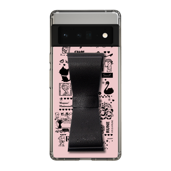Slim Protection Case - STAND & RING RIBBON Black［ Rune Naito - RUNE Girl Retro & Modern - Pink ］