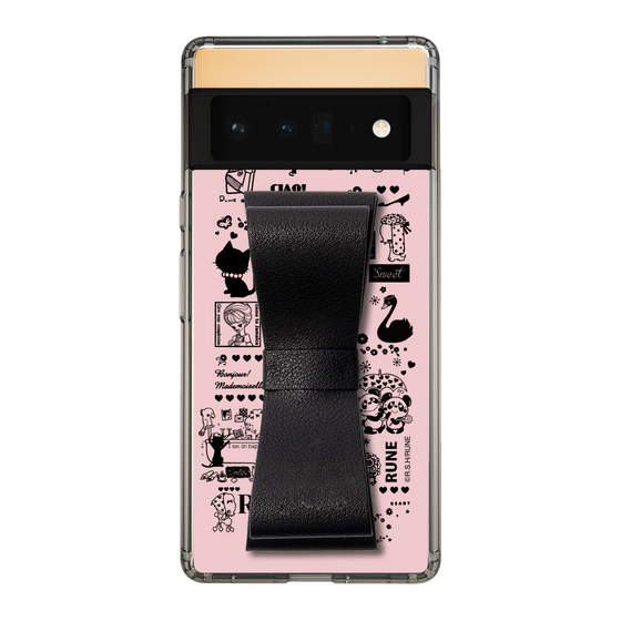 Slim Protection Case - STAND & RING RIBBON Black［ Rune Naito - RUNE Girl Retro & Modern - Pink ］