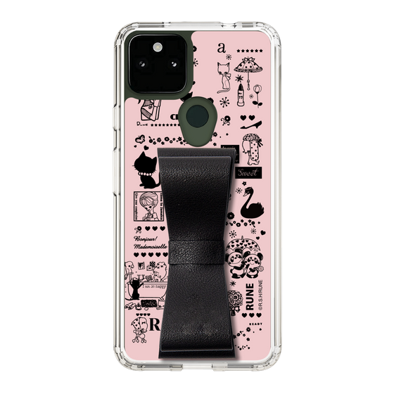 Slim Protection Case - STAND & RING RIBBON Black［ Rune Naito - RUNE Girl Retro & Modern - Pink ］