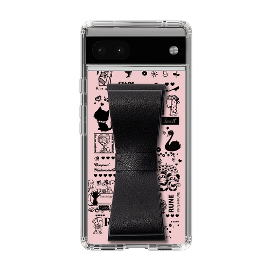 Slim Protection Case - STAND & RING RIBBON Black［ Rune Naito - RUNE Girl Retro & Modern - Pink ］