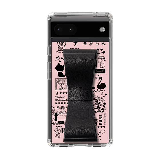 Slim Protection Case - STAND & RING RIBBON Black［ Rune Naito - RUNE Girl Retro & Modern - Pink ］