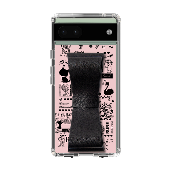 Slim Protection Case - STAND & RING RIBBON Black［ Rune Naito - RUNE Girl Retro & Modern - Pink ］