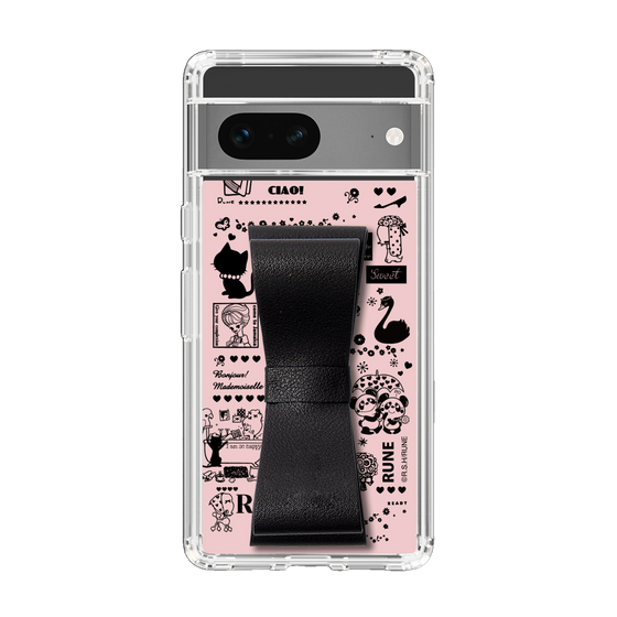 Slim Protection Case - STAND & RING RIBBON Black［ Rune Naito - RUNE Girl Retro & Modern - Pink ］