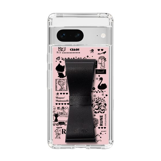 Slim Protection Case - STAND & RING RIBBON Black［ Rune Naito - RUNE Girl Retro & Modern - Pink ］