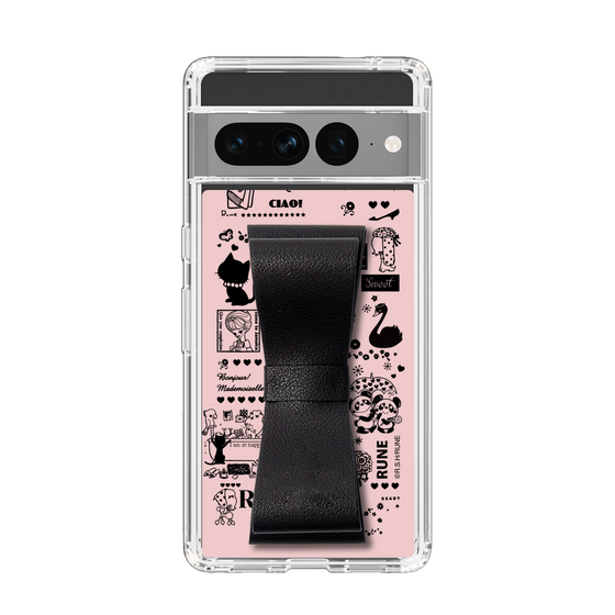 Slim Protection Case - STAND & RING RIBBON Black［ Rune Naito - RUNE Girl Retro & Modern - Pink ］