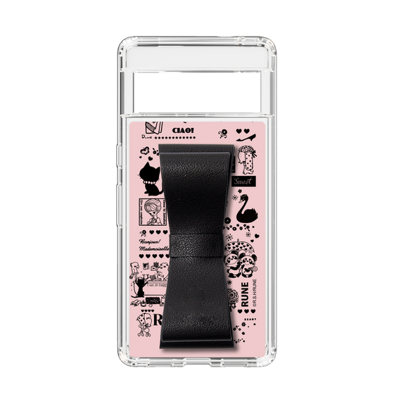 Slim Protection Case - STAND & RING RIBBON Black［ Rune Naito - RUNE Girl Retro & Modern - Pink ］