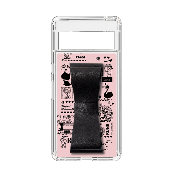 Slim Protection Case - STAND & RING RIBBON Black［ Rune Naito - RUNE Girl Retro & Modern - Pink ］