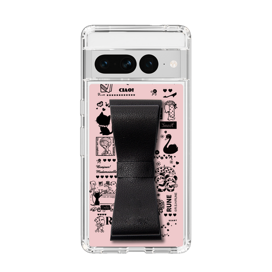 Slim Protection Case - STAND & RING RIBBON Black［ Rune Naito - RUNE Girl Retro & Modern - Pink ］