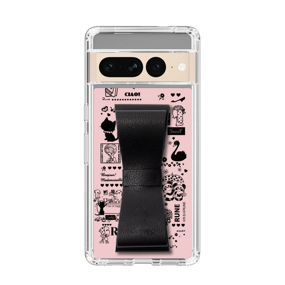 Slim Protection Case - STAND & RING RIBBON Black［ Rune Naito - RUNE Girl Retro & Modern - Pink ］