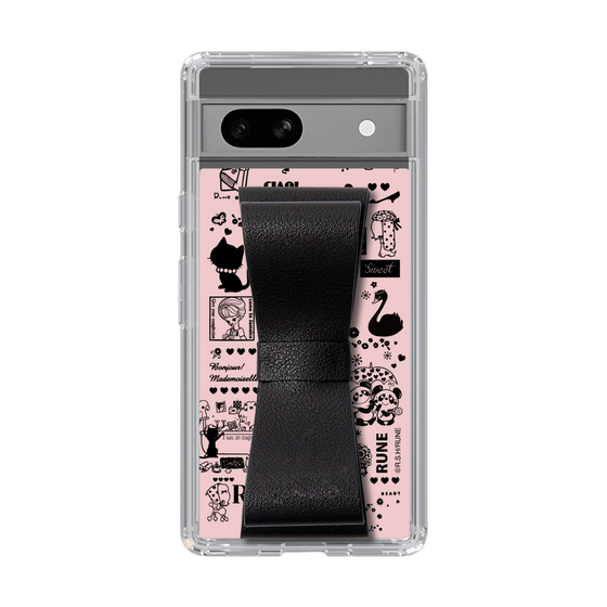 Slim Protection Case - STAND & RING RIBBON Black［ Rune Naito - RUNE Girl Retro & Modern - Pink ］