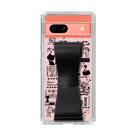 Slim Protection Case - STAND & RING RIBBON Black［ Rune Naito - RUNE Girl Retro & Modern - Pink ］